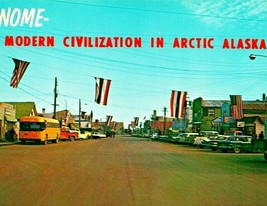 Main Street View Nome Alaska AK Cars Flags UNP 1960s Chrome Postcard C17 - £4.63 GBP