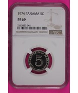 Top Pop 1974 Panama PF 69 Proof  5 Centesimos NGC Graded Authentic Slab 855 - $121.50 CAD