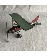 Airplane Metal Sculpture Propeller Decorative Red Silver Green Antique I... - £21.84 GBP