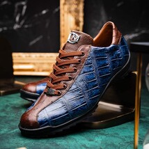 Genuine alligator and ostrich quill fashion sneaker Shoes Saulo Blue Jeans image 9