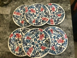 Crate &amp; Barrel Melamine Luncheon Plates Abstract Floral Design 8.5&quot; SET of 6 - £12.65 GBP