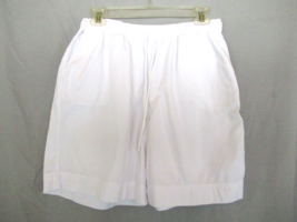Coral Bay shorts pull-on white Size PL draw string inseam  7&quot; cotton poly - $14.65