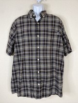 Carhartt Men Size L Dark Gray Plaid Button Up Shirt Short Sleeve - £6.96 GBP