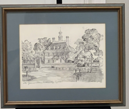 Vtg Charles Overly Pencil Sketch Drawing The Governer&#39;s Place Wmsburg VA - £42.00 GBP