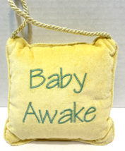 Baby Sleeping Baby Awake Plush Stuffed Doorknob Pillow Yellow 5&quot;  Square - £11.65 GBP