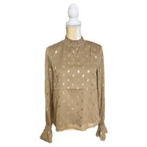 NEW Endless Rose Polka Dot Chiffon Blouse Size Xs Extra Small Brown and Gold - £11.86 GBP