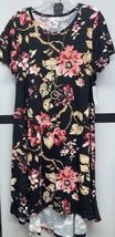 NWT 2.0 LuLaRoe Large Black Pink Red Brown Tan White Floral Carly Swing Dress - £37.65 GBP