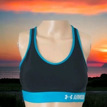 Under Armour Bra Small Workout Sports Top Athletic Logo Black Aqua Yoga ... - $16.82