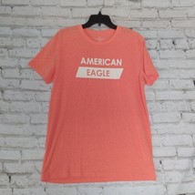 American Eagle Mens T Shirt Medium Heathered Orange Spell Out Short Sleeve - $13.00