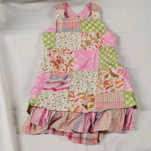 Baby Gap Girls Patchwork Sun Dress &amp; Bloomers Pink Green Floral Plaid Sz... - £7.90 GBP