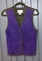 Vintage Diane Von Fursetnburg Purple Leather Vest XS 1990s Jewel Tone New Wave - £26.59 GBP