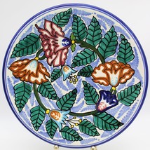 Puebla Mexican Pottery 10 inch Plate Talavera Hand Painted Floral Blue E... - $19.79