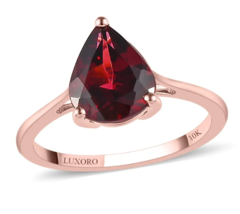 Natural Red Garnet Promise Ring, 14K Rose Gold Plated Teardrop Ring Gift For Her - £55.49 GBP
