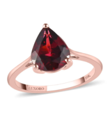 Natural Red Garnet Promise Ring, 14K Rose Gold Plated Teardrop Ring Gift... - £54.85 GBP
