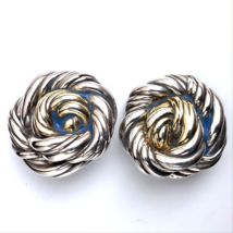 David Varsano Israel Clip Statement Earrings Sterling Silver Gold Vintage 1980s - $89.99