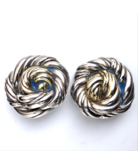 DAVID VARSANO ISRAEL Clip Statement Earrings Sterling Silver Gold Vintag... - $89.99