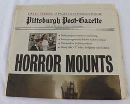 VINTAGE 9/12/01 Pittsburgh Post Gazette Newspaper September 11 2001 - £77.89 GBP