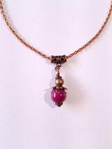 burgundy porcelain copper necklace jewelry set earrings Boho necklace se... - $47.88 CAD