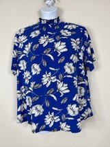 NWT Cato Womens Plus Size 18/20W (1X) Blue Floral High Neck Top Short Sleeve - £15.81 GBP