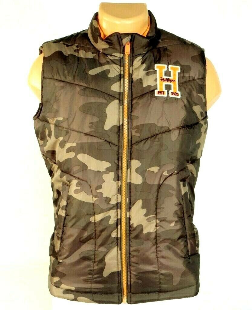 Tommy Hilfiger Zip Front Brown & Green Camouflage Insulated Vest Youth Boy's NWT - $69.99