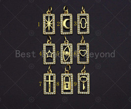 Shiny Gold Rectangle Dog Tag Charms, Dainty Charms, - $2.00