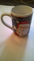 Santa Christmas Coffee Cup Mug Snow Flakes Red white &amp; Black - $11.83
