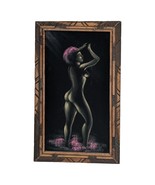 Vintage 1970s Impressionist Felt Painting 23&quot; X 14&quot; Pink Black - €65,93 EUR