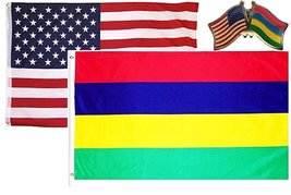 K&#39;s Novelties 2 Flag Set with Pin USA &amp; Mauritius Country 2x3 2&#39;x3&#39; Flag &amp; Lapel - £6.67 GBP