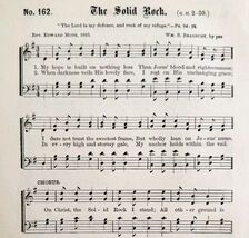 1883 Gospel Hymn The Solid Rock Sheet Music Victorian Religious Church A... - $19.99