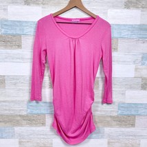 Michael Stars Metallic Shimmer Maternity Top Pink Long Sleeve Womens One Size - £24.10 GBP