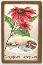 Christmas Greeting Large Poinsettias Davidson Family Long Pine NE Postca... - $5.95