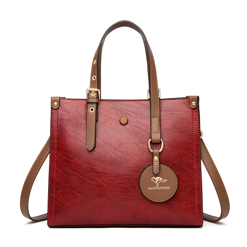 3 Layers Casual Tote Vintage Ladies Tote Hand Bag Leather   Handbags Women er Ba - £39.31 GBP