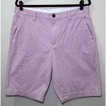J Crew Men’s Club Shorts Size 34 Flat Front Pink Chino Golf Pinstripe - £13.56 GBP