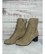 $378 Joie Women&#39;s Reyan Lace-up Ankle Suede Boot Tan Camel Sz 36.5 6.5 - £157.38 GBP