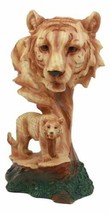 Ebros Tiger Bust Statue 9.25&quot;H Faux Wood Resin Tiger Family Wildlife Fig... - $29.99