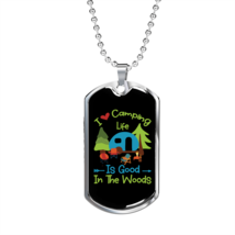 Camper Necklace I Love Camping Necklace Stainless Steel or 18k Gold Dog Tag 24" - £37.71 GBP+