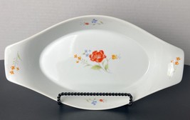 Heart side Fine Porcelain China 12” Au Gratin Baking Dish Beautiful Floral - £6.76 GBP