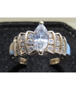 10K Yellow Gold .75 Marquise CZ 6 Row Stair Step Sz 7 Engagement Ring 1.... - $3,818.48 MXN