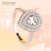 Terling silver ring filling zirconia rhinestone water drop ring women wedding rings for thumb200
