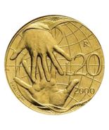2000 San Marino 20 Lire SolidarityMint  KM# 400 BU - $7.90 CAD