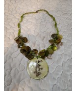 Green Oyster Shell with Bamboo Design Necklace / Bracelet Fashion Pendan... - $40.73 CAD