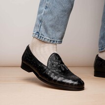 Aubiere Genuine Ostrich Quill Tassel Loafers Black image 7