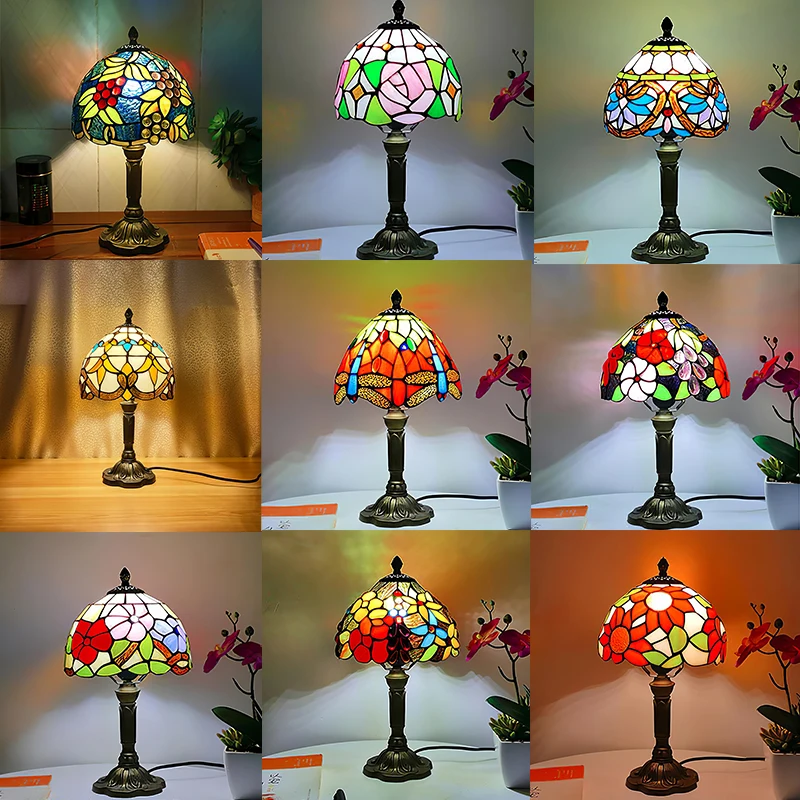 LED Tiffany Style Table Lamp  Retro Mediterranean Decorative Lights  E27... - $88.42+