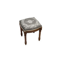 123 Creations Grey Bee Upholstered Wooden Vanity Stool Wood Stain - $236.92