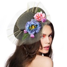 Victorian Tea Party Hats Brown Dress Pillbox Fascinators with Rose Flower and Ve - £17.82 GBP