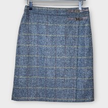 BODEN gray wool British tweed by Moon plaid skirt size 6 long faux wrap ... - £33.44 GBP