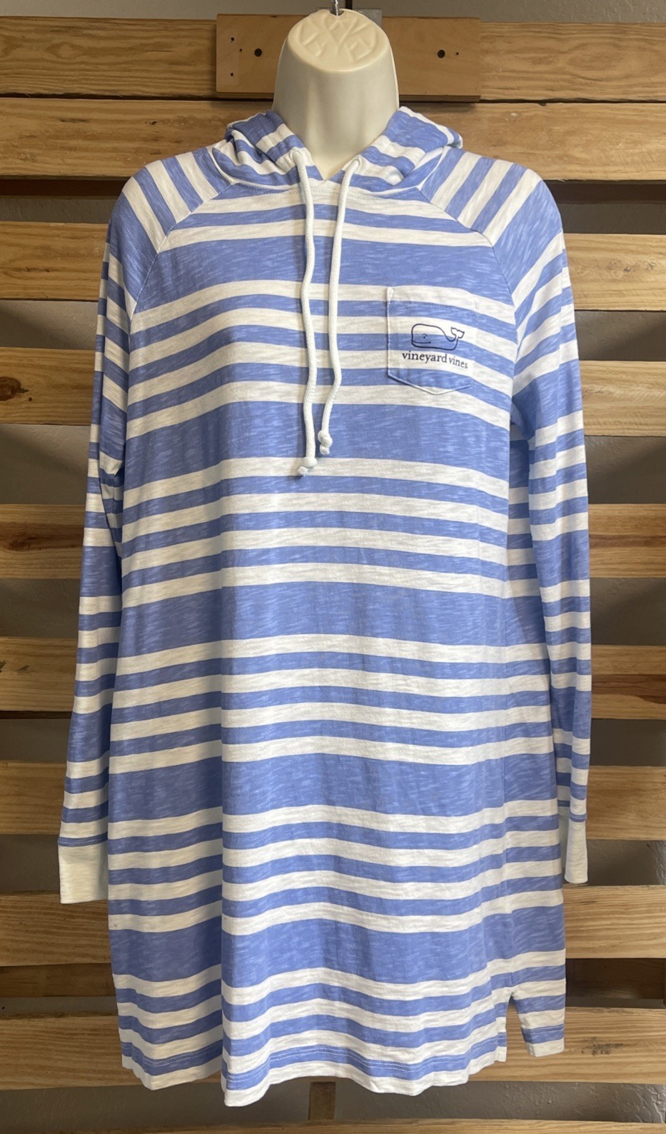Vineyard Vines 100% Cotton Striped Logo Whale Preppy Hoodie Dress Size S... - $19.79