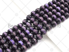 Black Dzi Agate with Purple Line - 6/8/10/12mm Round Faceted Beads - Sku#U1074 - $6.50+