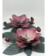 VTG Homco Home Interior 1199 Magnolia Flower Plaque Metal Pink Set of 2 ... - $30.48