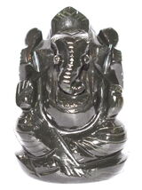 Lord Ganesha in Natural Black Jade - 171 gms - $1,725.26 MXN
